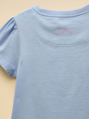 Joules Girls' Let's Go Blue Cotton Short Sleeve T-Shirt - Image 4 of 4