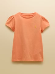 Joules Girls' Let's Go Orange Cotton Short Sleeve T-Shirt - Image 1 of 4