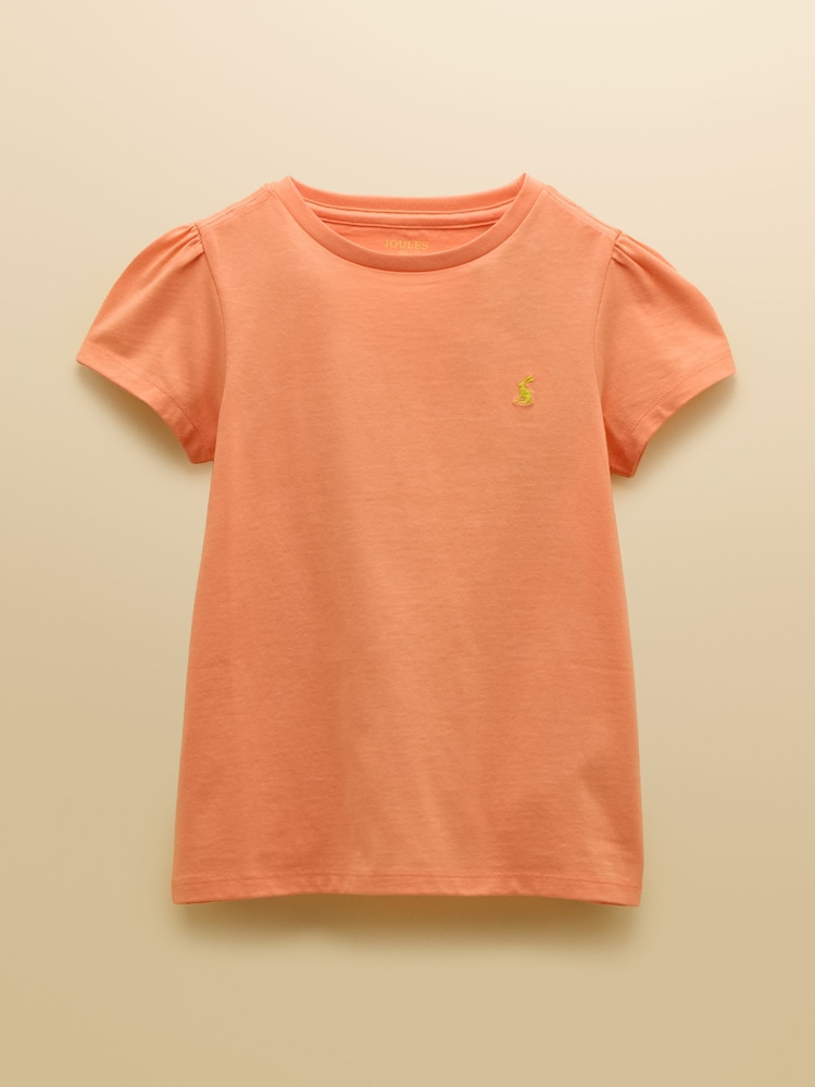 Joules Girls' Let's Go Orange Cotton Short Sleeve T-Shirt - Image 1 of 4