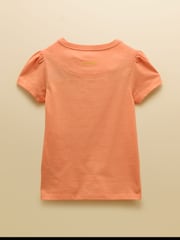 Joules Girls' Let's Go Orange Cotton Short Sleeve T-Shirt - Image 2 of 4