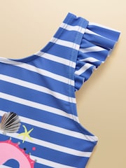 Joules Girls' Splash Blue Seahorse Swimming Costume - Image 5 of 5