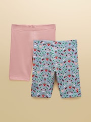 Joules Girls' Cartwheel Blue & Pink Cycling Shorts 2 Pack - Image 1 of 8