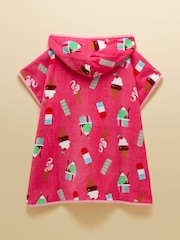 Joules Girls' Decker Pink Ice Cream Towelling Poncho - Image 2 of 5