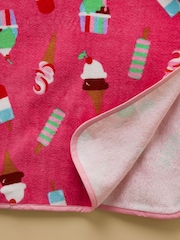 Joules Girls' Decker Pink Ice Cream Towelling Poncho - Image 5 of 5