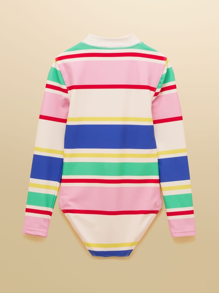 Joules Girls' Multi Stripe Long Sleeve Sunsafe Swimsuit - Image 2 of 4 Joules Girls' Multi Stripe Long Sleeve Sunsafe Swimsuit - Image 2 of 4