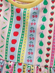 Joules Girls' Harper Pink Fruit Striped Short Sleeve Top - Image 4 of 5