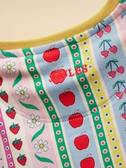 Joules Girls' Harper Pink Fruit Striped Short Sleeve Top - Image 5 of 5