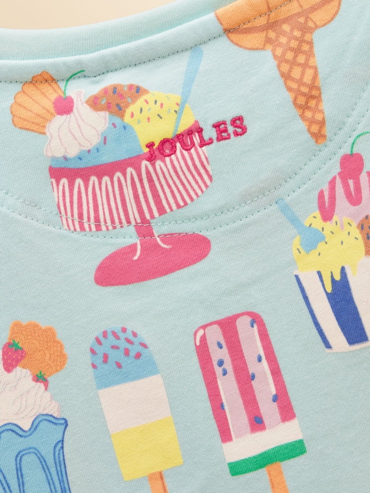 Joules Girls' Waverley Blue Ice Cream Frill Sleeve T-Shirt - Image 7 of 7 Joules Girls' Waverley Blue Ice Cream Frill Sleeve T-Shirt - Image 7 of 7