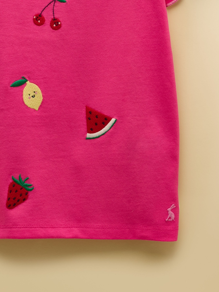 Joules Girls' Waverley Pink Frill Sleeve T-Shirt - Image 5 of 5 Joules Girls' Waverley Pink Frill Sleeve T-Shirt - Image 5 of 5