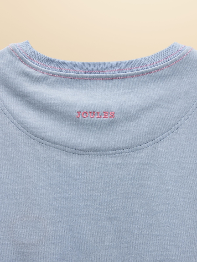 Joules Girls' Waverley Blue Frill Sleeve T-Shirt - Image 4 of 4 Joules Girls' Waverley Blue Frill Sleeve T-Shirt - Image 4 of 4
