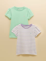 Μωβ & Πράσινο - Joules Girls' Let's Go Short Sleeve T-Shirts 2 Pack - Εικόνα 1 από 6
