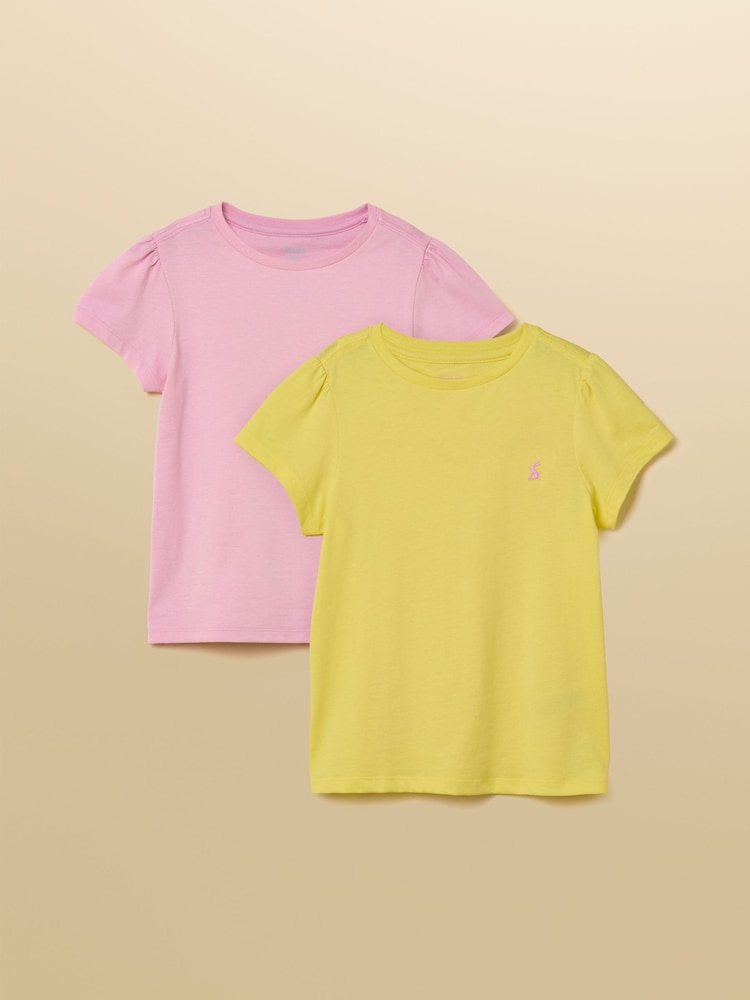 Ροζ & Κίτρινο - Joules Girls' Let's Go Short Sleeve T-Shirts 2 Pack - Εικόνα 1 από 7