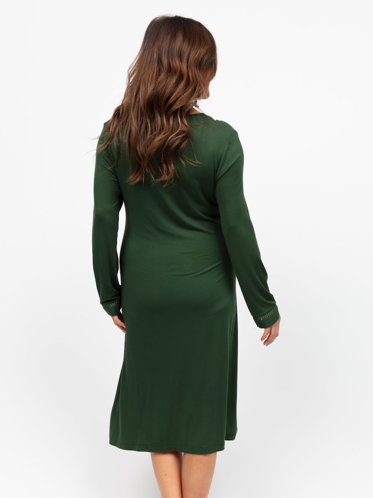 Cyberjammies Green Nora Rose Long Sleeve Short Nightdress - Image 2 of 4 Cyberjammies Green Nora Rose Long Sleeve Short Nightdress - Image 2 of 4