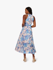 Adrianna Papell knöchellanges blaues Organza-Kleid mit Floralprint - Bild 2 von 6