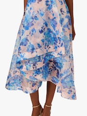 Adrianna Papell knöchellanges blaues Organza-Kleid mit Floralprint - Bild 5 von 6