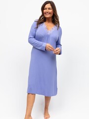Cyberjammies Purple Nora Rose Long Sleeve Short Nightdress - Image 1 of 4