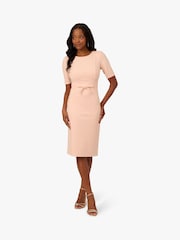 Adrianna Papell Mini Pink Bow Front Sheath Dress - Image 1 of 6