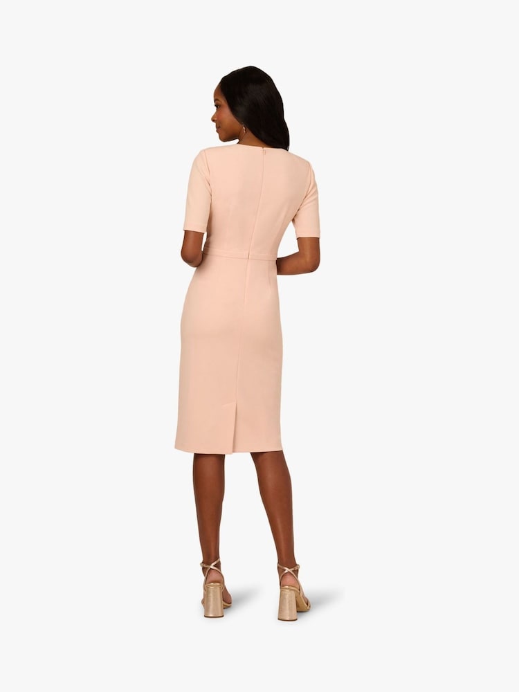 Adrianna Papell Mini Pink Bow Front Sheath Dress - Image 2 of 6