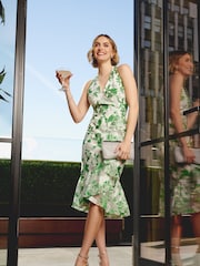 Adrianna Papell Green Organza Jacquard Dress - Image 1 of 7