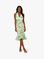 Adrianna Papell Green Organza Jacquard Dress - Image 2 of 7