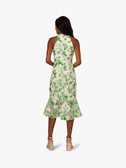 Adrianna Papell Green Organza Jacquard Dress - Image 3 of 7