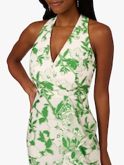 Adrianna Papell Green Organza Jacquard Dress - Image 5 of 7