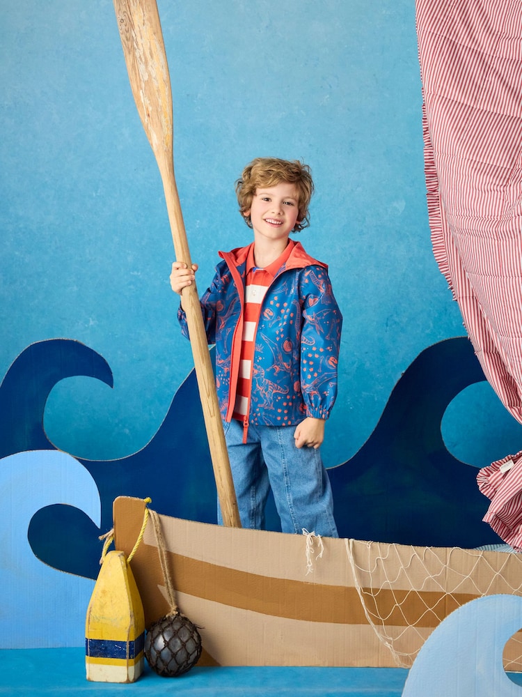 Μπλε δεινόσαυρος - Αδιάβροχο αδιάβροχο Joules για παιδιά με κουκούλα - Εικόνα 2 από 7