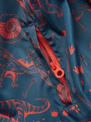 Joules Kids' Rainwell Blue Dino Waterproof Raincoat With Hood - Image 9 of 9