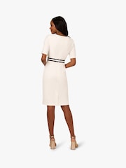 Adrianna Papell Crepe Ribbon Short White Dress - Image 2 of 6