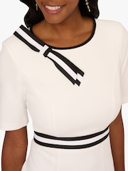 Adrianna Papell Crepe Ribbon Short White Dress - Image 4 of 6