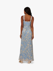 Adrianna Papell Blue Halter Soft Skirt Gown - Image 3 of 6