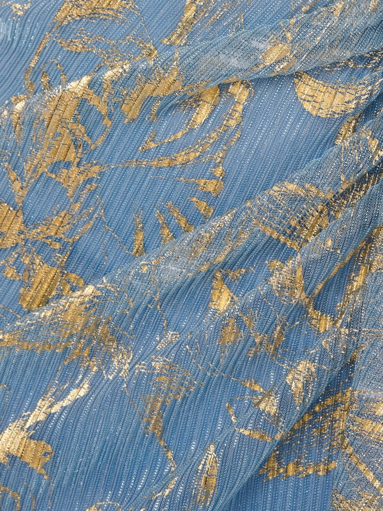 Adrianna Papell Blue Halter Soft Skirt Gown - Image 7 of 7