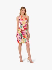 Adrianna Papell Pink Print One Shoulder Dress - Image 3 of 6