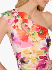 Adrianna Papell Pink Print One Shoulder Dress - Image 5 of 6