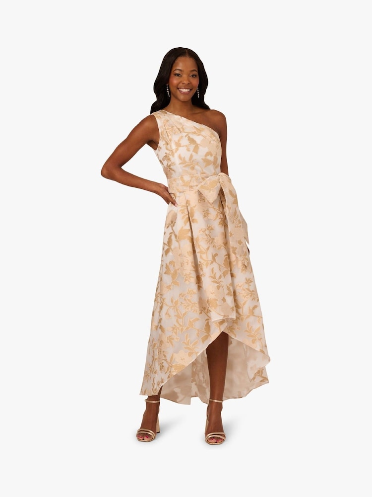 Adrianna Papell One Shoulder High Low White Gown - Image 1 of 6