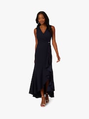 Adrianna Papell Blue Studio Ruffle Flounce Crepe Gown - Image 1 of 6