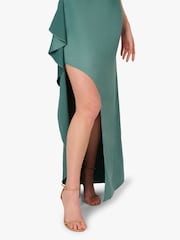 Adrianna Papell Green One Shoulder Satin Crepe Gown - Image 4 of 6