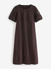 Live Unlimited Brown 100% Cotton Puff Sleeve Midaxi Dress - Image 1 of 1