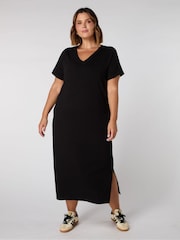 Live Unlimited Black 100% Cotton Slub T-Shirt Dress - Image 1 of 3