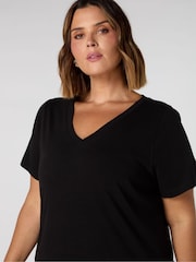 Live Unlimited Black 100% Cotton Slub T-Shirt Dress - Image 2 of 3