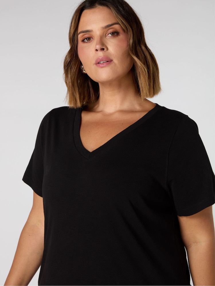 Live Unlimited Black 100% Cotton Slub T-Shirt Dress - Image 2 of 3