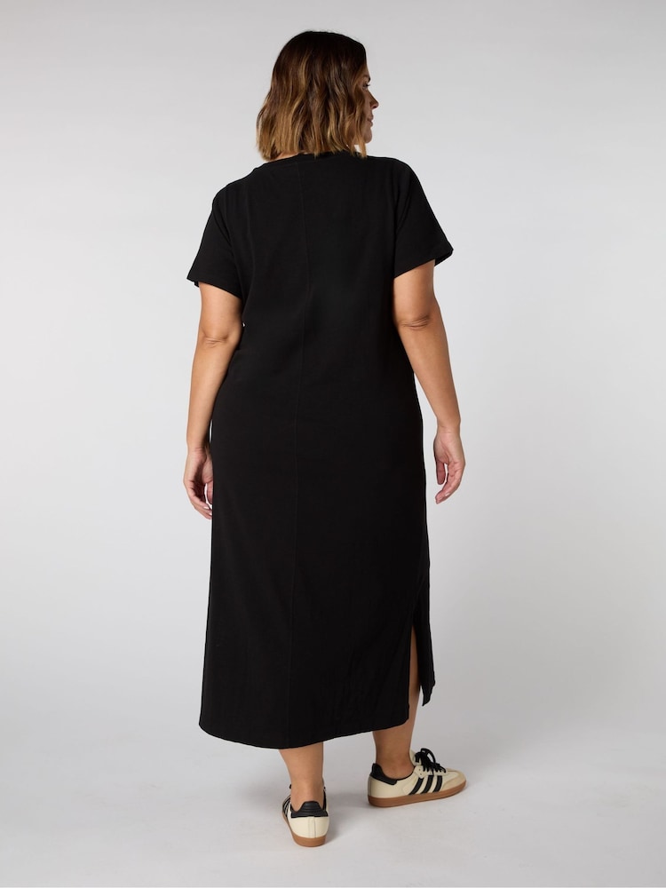Live Unlimited Black 100% Cotton Slub T-Shirt Dress - Image 3 of 3