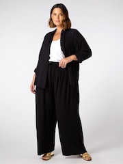 Live Unlimited Black Petite Curve Full Length Drawstring Trousers - Image 1 of 4
