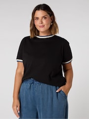 Live Unlimited Black Crochet Trim T-Shirt - Image 1 of 3
