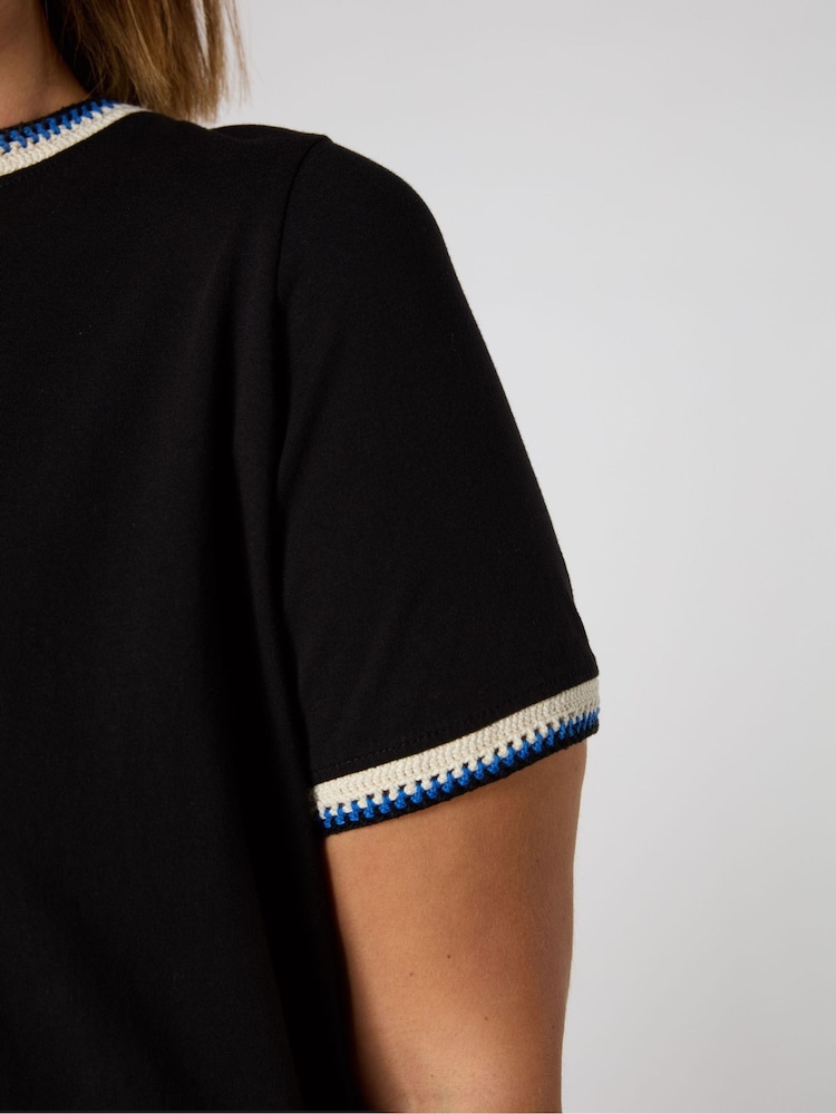 Live Unlimited Black Crochet Trim T-Shirt - Image 3 of 3