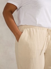 Live Unlimited Natural Linen Full Length Drawstring Trousers - Image 3 of 4