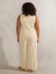 Live Unlimited Natural Linen Full Length Drawstring Trousers - Image 4 of 4