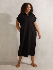Live Unlimited Black Linen Blend Chuck On Shirt Dress - Image 3 of 4