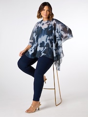 Live Unlimited Blue Abstract Floral High low Overlay Blouses - Image 3 of 6