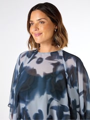 Live Unlimited Blue Abstract Floral High low Overlay Blouses - Image 5 of 6